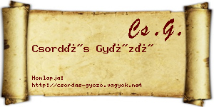 Csordás Győző névjegykártya